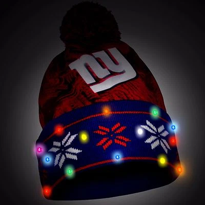 FOREVER COLLECTIBLES New York Giants Big Logo Light Up Printed Beanie Winter Hat Toque Cuffed Pom New