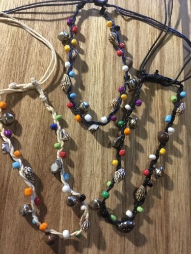 Bell Anklet Ankle Bracelet Fair Trade Shells Bells Beads Adjustable Musical Gift - Afbeelding 1 van 22