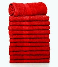 100 COTTON RED SALON TOWELS 1 DOZ 16X27" 3LB PREMIUM SALON QUALITY RN135534