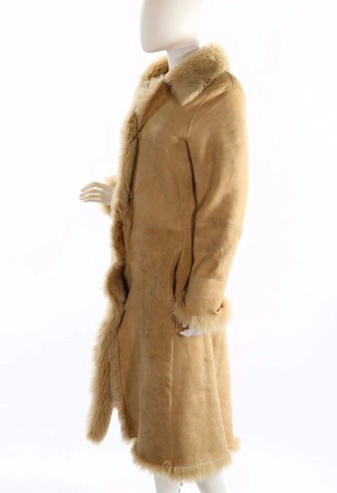 Abrigo largo de piel de oveja de invierno beige piel de oveja Whistles para mujer talla mediana Foto 2 de 4