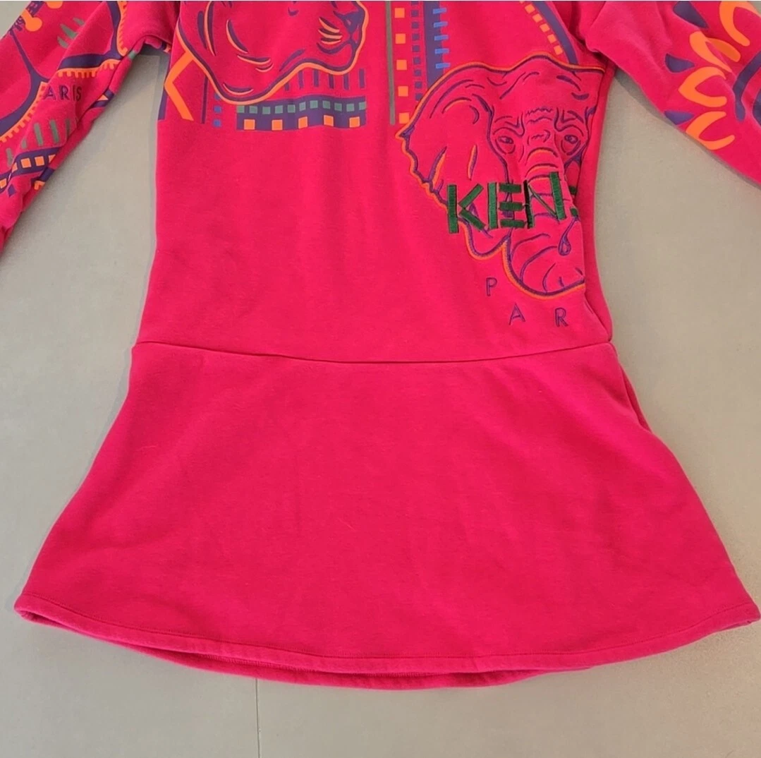 Kenzo Mini Abito con Cappuccio e Felpa Rosa per Bambini Taglia 12