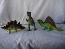 3 Greenbriar International Dinosaur Figures Toys Dimetrodon T-Rex Stegosaurus