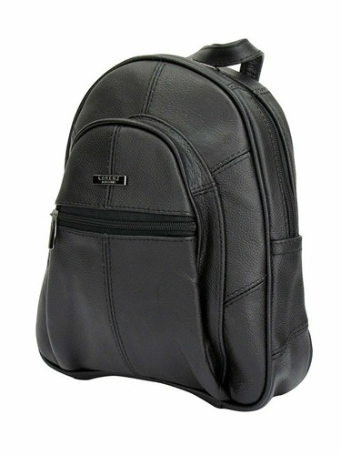 Black Real Leather Backpack Small Rucksack Travel Shoulder Bag Gents Womens New