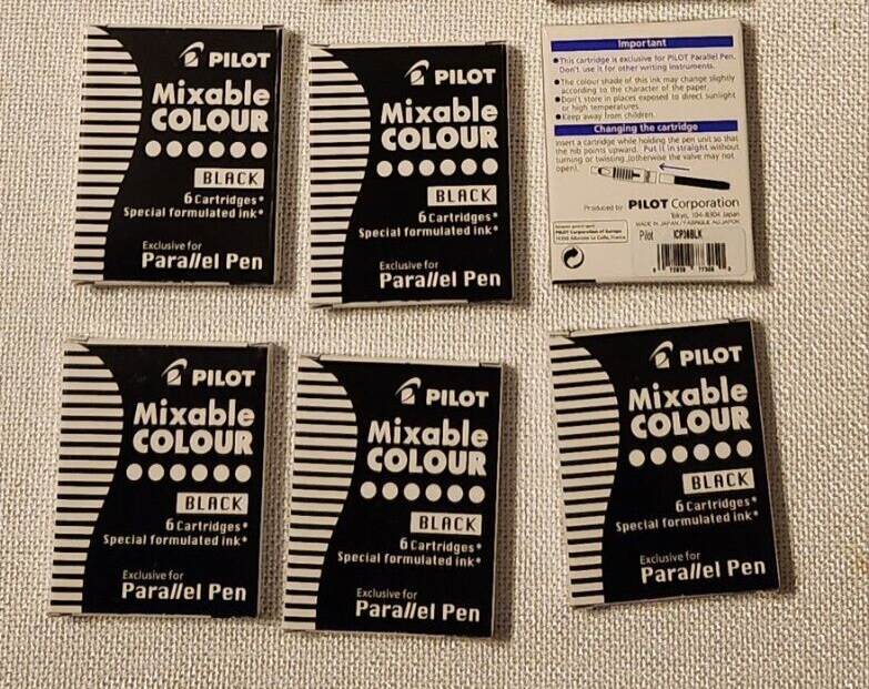 Ink Cartridges Fountain Pen Black Parallel mixable color Pilot Pack of 6x6=36-image