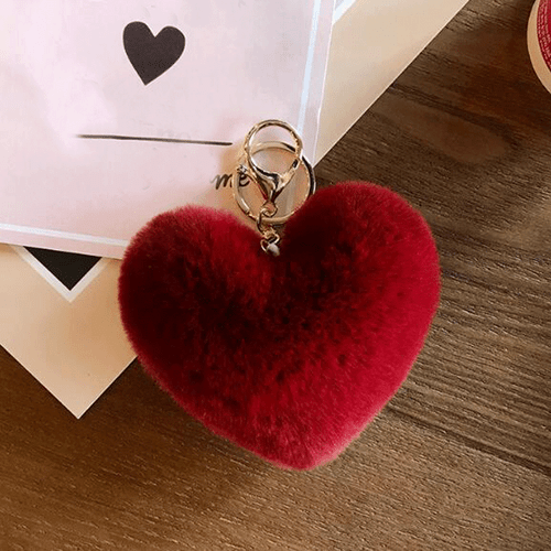 Lindo Llavero Falso Piel de Conejo Corazón Pompón Felpa Mujer Bolso Dije Esponjoso Llavero - Imagen 5 de 19
