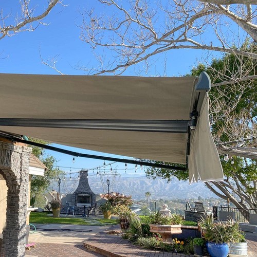ALEKO Wall Retractable Patio Awning 10 ft. W/ Motorized UV Polyester in Ivory - Picture 7 of 7