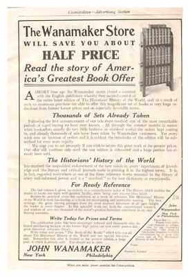 Print Ad 1907 Wanamaker Store America's Greatest Book Offer Half Price