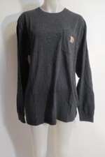 Mens Carhartt WIP Work In Progress Charcoal Gray Crew L/S Pocket T-Shirt Top XL