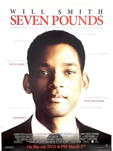 Seven Pounds Rare 18x24 Movie Poster Will Smith Woody Harrelson Rosario Dawson