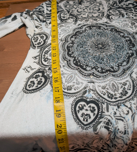 Emma Rose Sun Dress V-Neck3/4 length sleeves, Stone design, preowned, size M USA - Picture 18 of 24