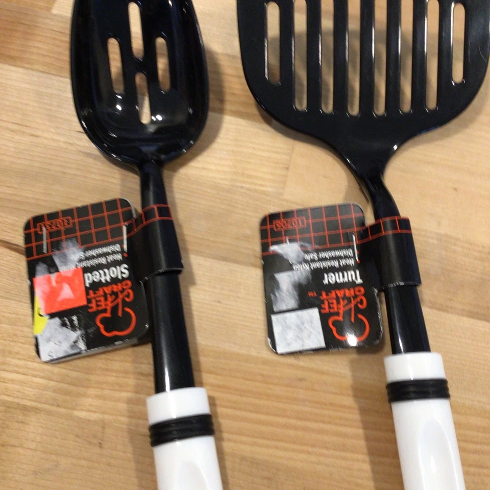 Chef Craft Black White Nylon Spatula Turner & Slotted Spoon NEW - Image 3 of 4