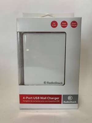 4-Port USB Wall Charger 5V/6.8A AC Smart Charge Radio Shack - White