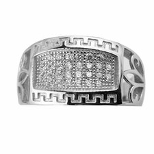 0.40 Ct Round Cut Diamond 14K White Gold Plated Cluster Wedding Band Men's Ring