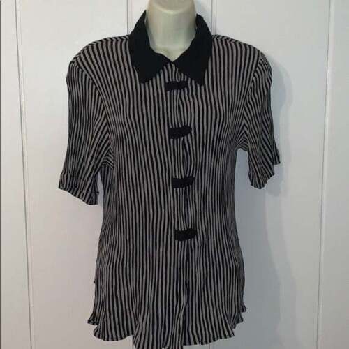 Vtg 80s/90s Notations black & gray striped blouse