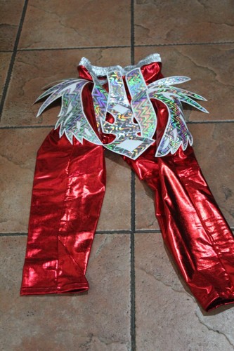 007 SUIT KIDS KALISTO Red WRESTLING Traje LUCHA LIBRE Halloween Disfraz skl - Picture 3 of 10