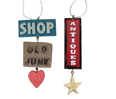 Midwest-CBK Antiques and Old Junk Signs  Chrismtas Ornaments Set of 2 