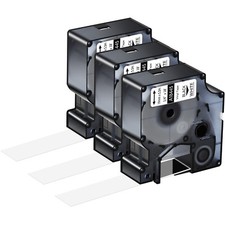 Image of 3PK 19mm Black on White IND Vinyl Label Tape 18445 for Dymo Rhino 4200 5000