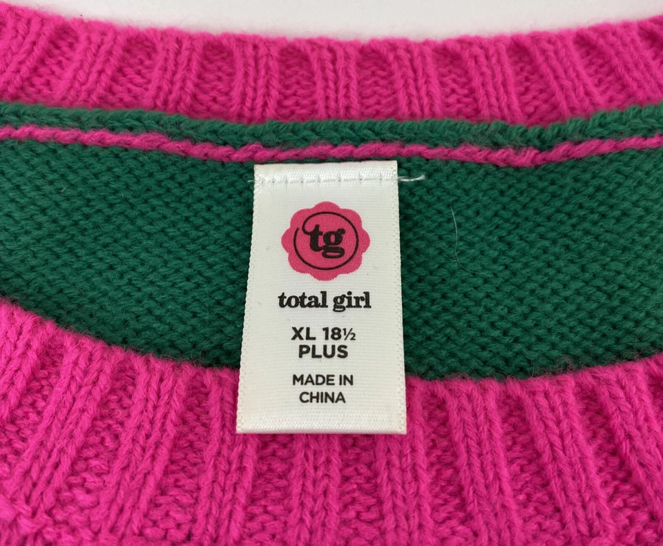 Pulôver túnica Total Girl XL 18.5 Plus rosa elfo férias manga longa - Imagem 3 de 4