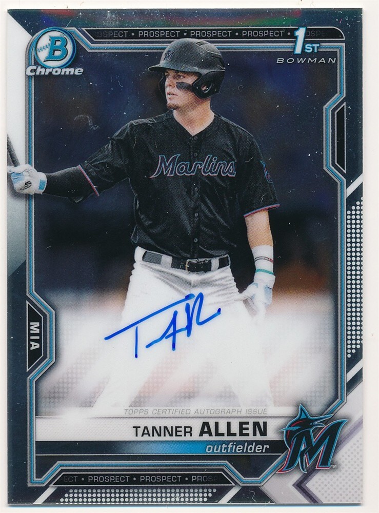 TANNER ALLEN 2021 BOWMAN CHROME #CDA-TA AUTO AUTOGRAPH MIAMI MARLINS MINT