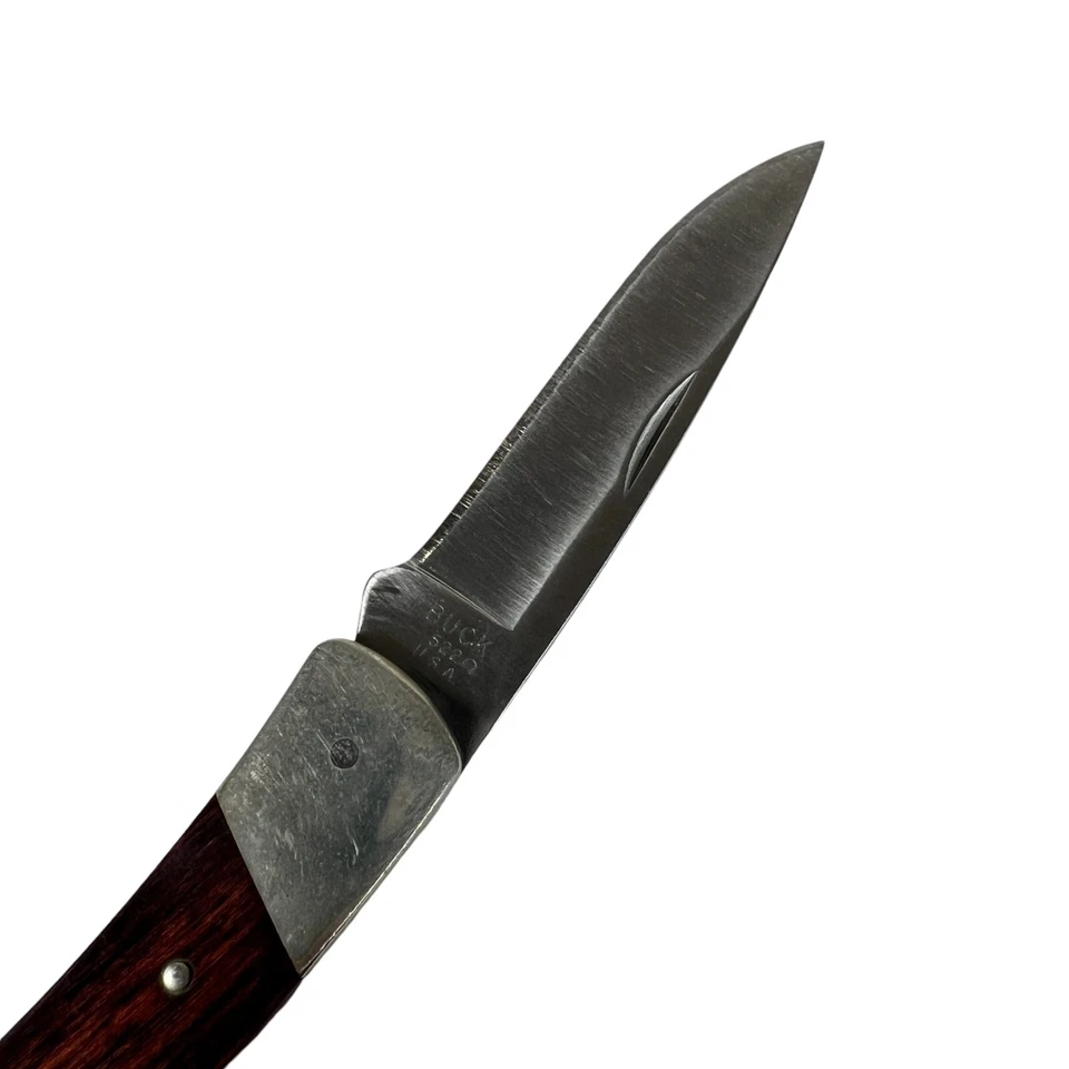 Buck Squire 522 Rosewood Lockback Folding Knife Black Leather Sheath Case USA - Image 3 of 4