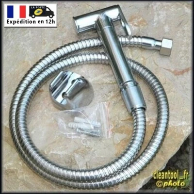 kit D2 douchette métal chromé flexible anti-explosion hémorroïde hygiène ablutio - Photo 1/4