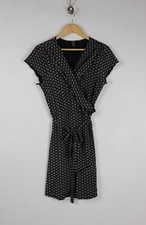 Gap Womens Wrap Dress Black Sz Large Short Sleeve Knee Length Stretch