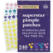Star Pimple Patches for Face W/Hydrocolloid, Salicylic Acid & Tea Tree, 240 Patc