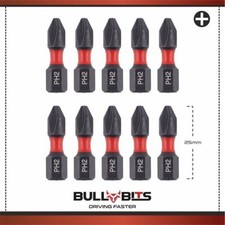 10 x 25mm PH2 Phillips 2 Impact Screwdriver Driver Drill Bit Magnetic 1/4" 25mm
