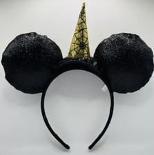 RARE MINNIE MOUSE Disney Halloween Spider Web Witch Hat Ears Headband NEW