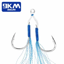 10Pcs Double Fishing Assist Hook High Strength Heavy Duty Jig Head for Saltwater