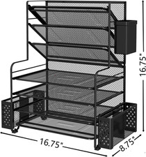 7 Tier Desk File Organizer, Letter Tray Paper Organizer with Pen Holder and M...