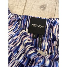 NIC+ZOE Blue Purple Abstract Print Twist Front Sleeveless Jersey Dress Large