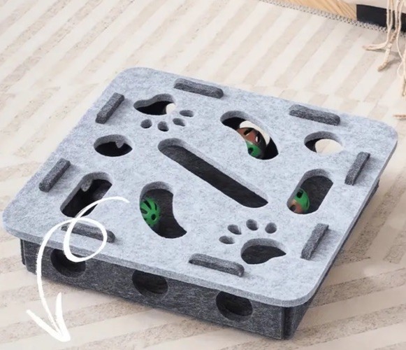 Interactive cat Fun Box toy, Interactive Durable Puzzle For Cats Grey, Brand New