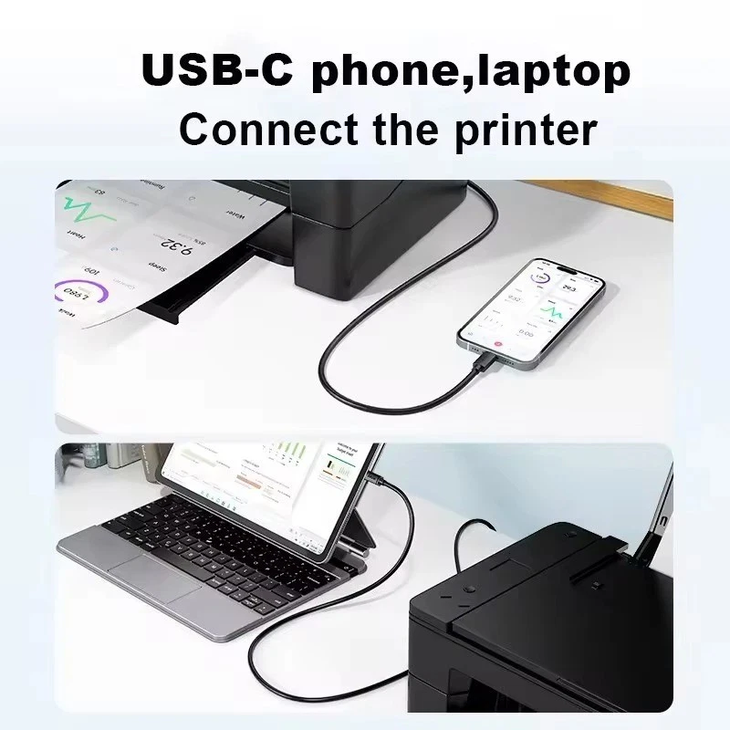 1PCS USB-C to USB-B 2.0 Cable For Nylon Epson HP Canon Brother Printer Scanner - Image 2 of 4
