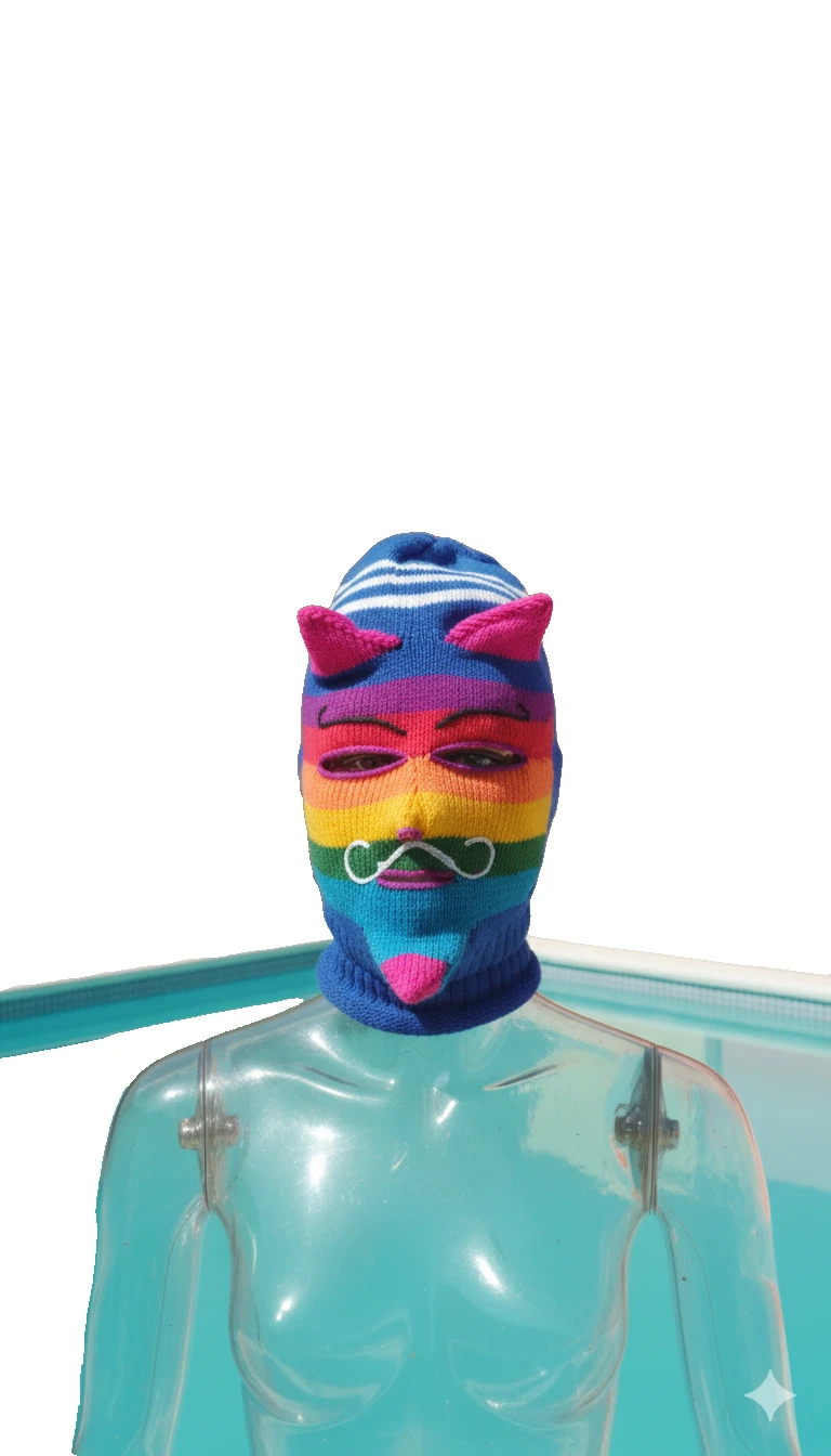 Balaclava Ski Mask Multicoloured 3 hole wool Winter Hat Hand Made