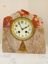 ANCIENNE PENDULE  ART DECO EN MARBRE FONCTIONNE   FRENCH ANTIQUE