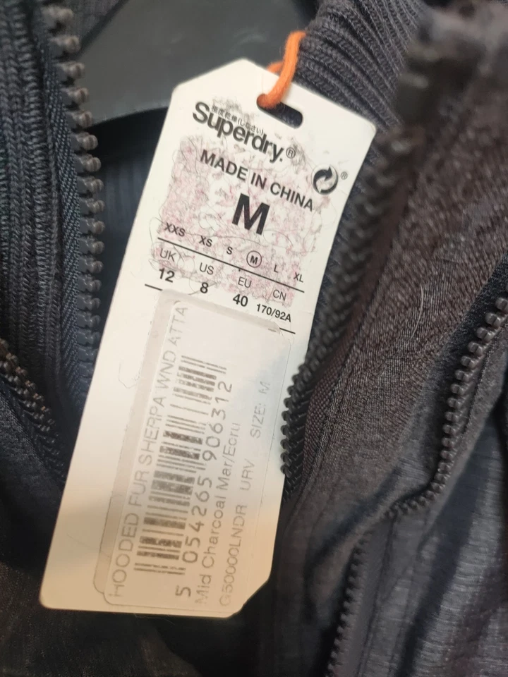 New Superdry Sherpa WINDATTACK Women Jacket ladies winter coat Grey size M UK12 - Image 3 of 4