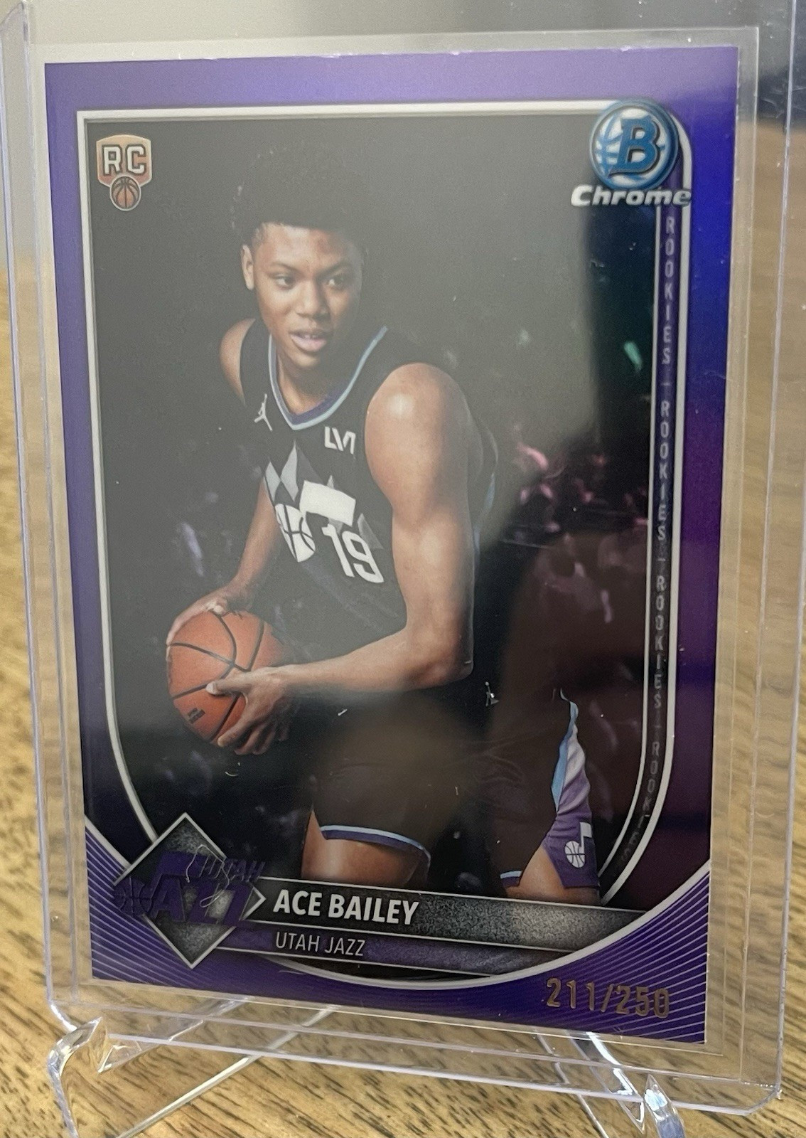 2025 Topps Bowman Chrome Ace Bailey Utah Jazz Purple Refractor BCV-5 211/250 RC
