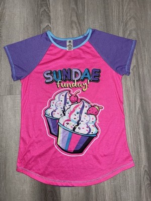 JV Apparel Girls Sleepshirt Pink Purple Cartoon Sundae Funday size (14/16)