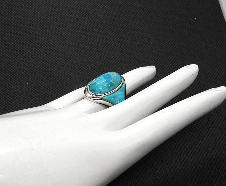 Vintage Ring DK Solid 925 Sterling Silver Turquoi… - image 11