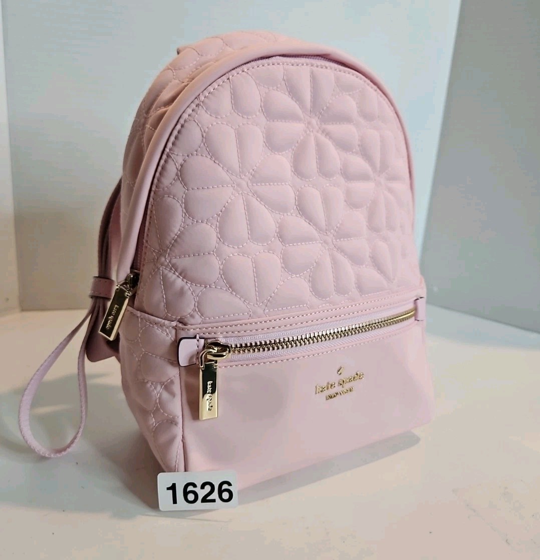 Kate Spade Women's Pink Flower Quilted Fabric Small Backpack