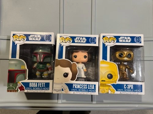 Funko Pop! Vinyl Lot: Star Wars - Boba Fett #8 C-3PO #14 Leia #04