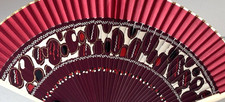 Elegant Vintage Embossed Folding Fan, Rare Cultural Collectible Art Decor Gifts