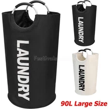 90L Large Laundry Basket Laundry Hamper Bag Washing Bin Clothes Bag Collapsible