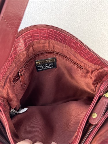 Great American Leatherworks Purse Crossbody Burgandy Croc Embossed Textured Stud - Bild 9 von 13