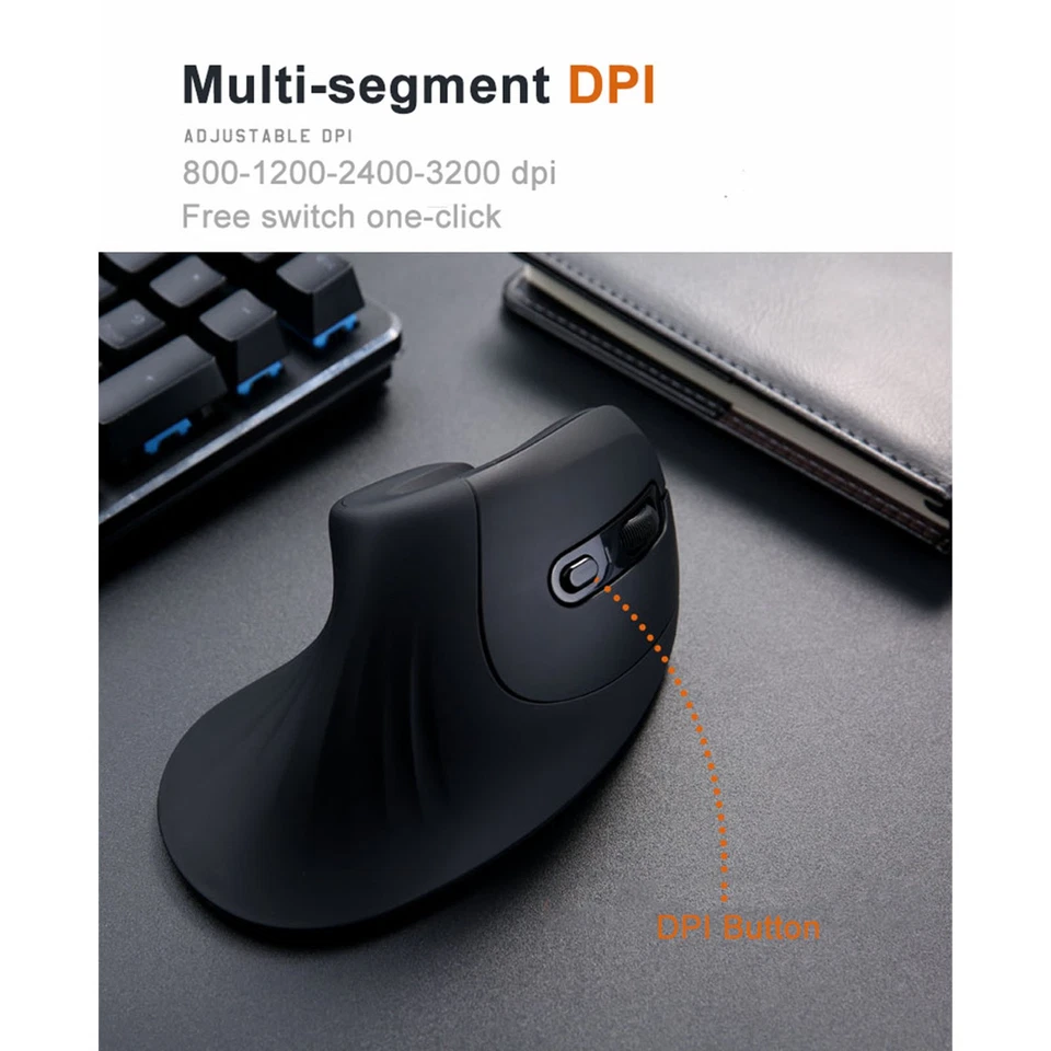 ・2.4GHz Wireless Vertical Mouse Ergonomic Rechargeable 3200DPI Wireless Mouse - Image 4 of 4