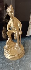 💞 Vintage Brass coal miner Figure  with Pick and Lamp Standing 17cm