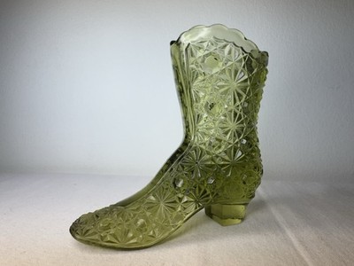 FENTON Vase grün Glas Stiefel/Schuh VINTAGE viktorianischer Stil klein 10 cm hoch PK119
