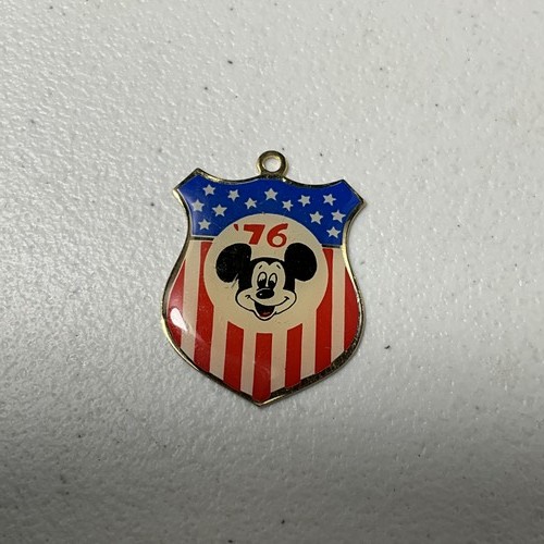 Vintage Disney Mickey Mouse '76 Bicentennial Shield Charm Pendant Walt Disney