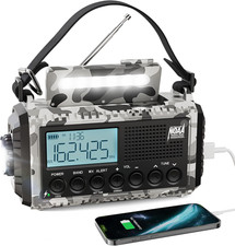 Solar Radio, 12000Mah Battery Operated Weather Radio, Hand Crank Emergency Radio
